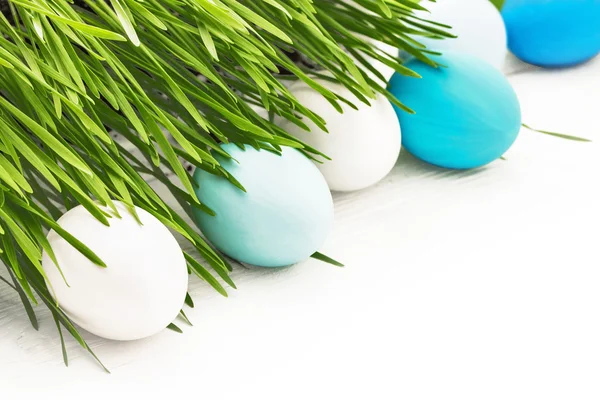 Easter Eggs with green grass — Stock Photo, Image