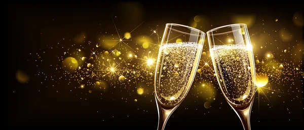 Gläser Champagner mit Bokeh-Effekt — Stockvektor