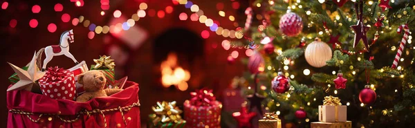 Vánoční dárky a hračky — Stock fotografie
