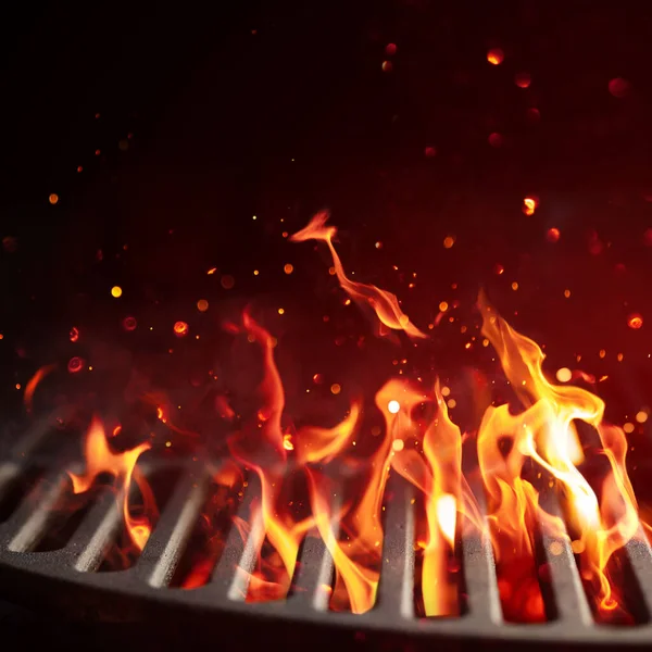 BBQ Grill with Bright Flames — стокове фото