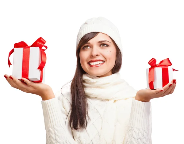 Hermosa chica con regalos Fotos de stock