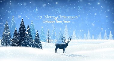 Ren geyikli Noel kartı