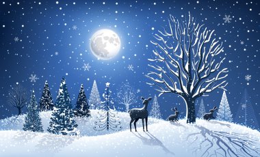 Ren geyikli Noel kartı