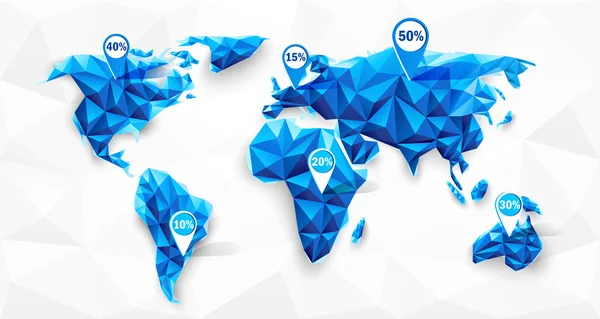 Wereld kaart poly — Stockvector