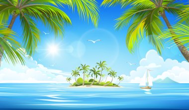 Tropical island. Vector clipart