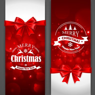 Noel kartları ile kırmızı yay