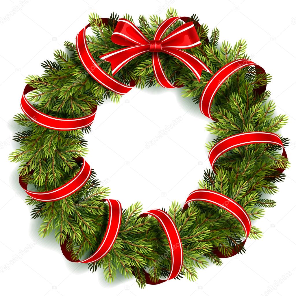 Christmas Wreath with Red Bow