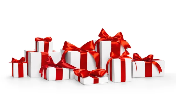 Christmas gifts with red bows — Stock Photo, Image