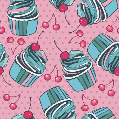 kiraz ve cupcakes sorunsuz arka plan