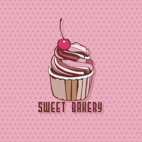 Cupcake vector con cereza — Archivo Imágenes Vectoriales