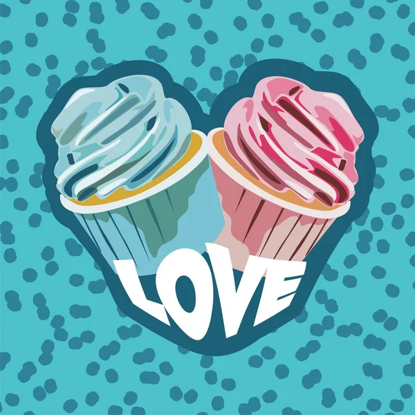 Dos cupcakes de colores — Archivo Imágenes Vectoriales
