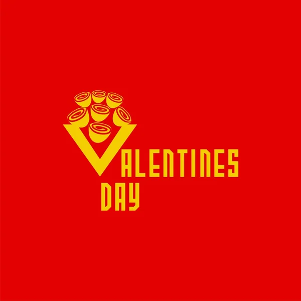 Vector postal con palabras día de San Valentín — Vector de stock