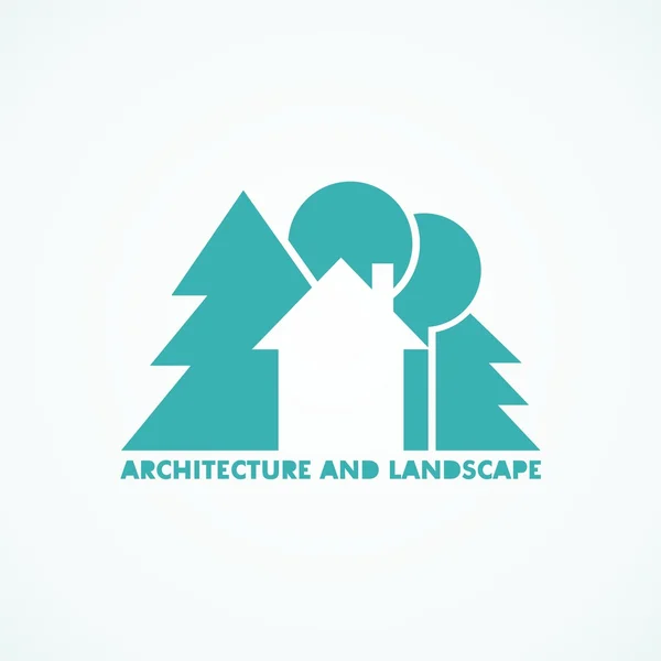 Logo maison avec arbres — Image vectorielle