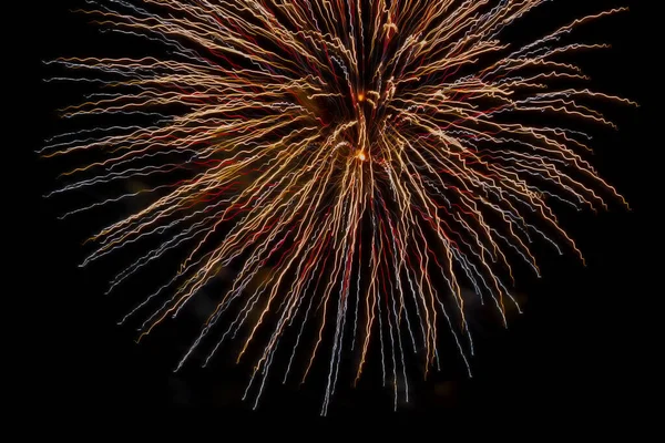 Bright Festive Fireworks Night Sky Firework Fiery Flowers Holiday — Stock Photo, Image