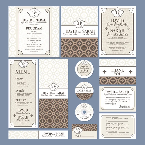 Ensemble de cartes de mariage Illustration De Stock