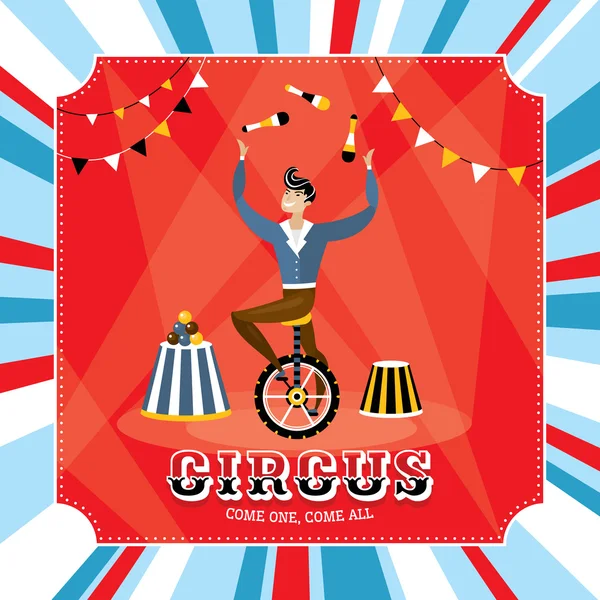 Vintage vector card with a juggler — Stock Vector