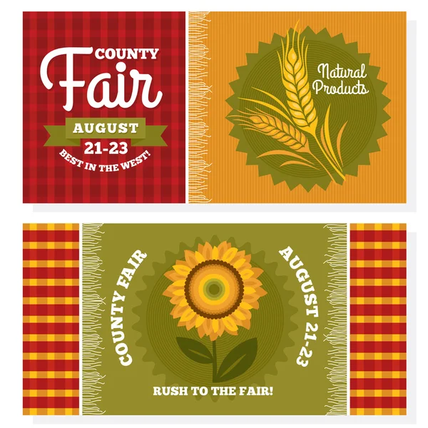 County fair vintage uitnodigingskaarten — Stockvector