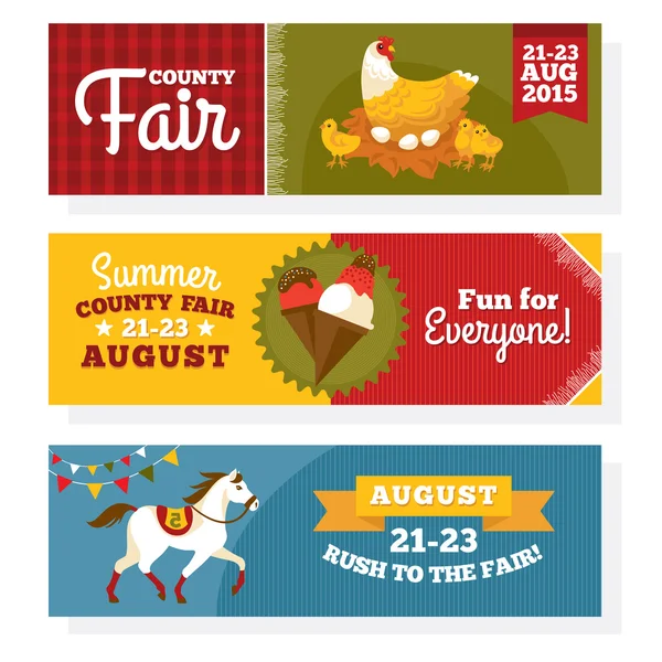 County fair vintage banners — Stock Vector