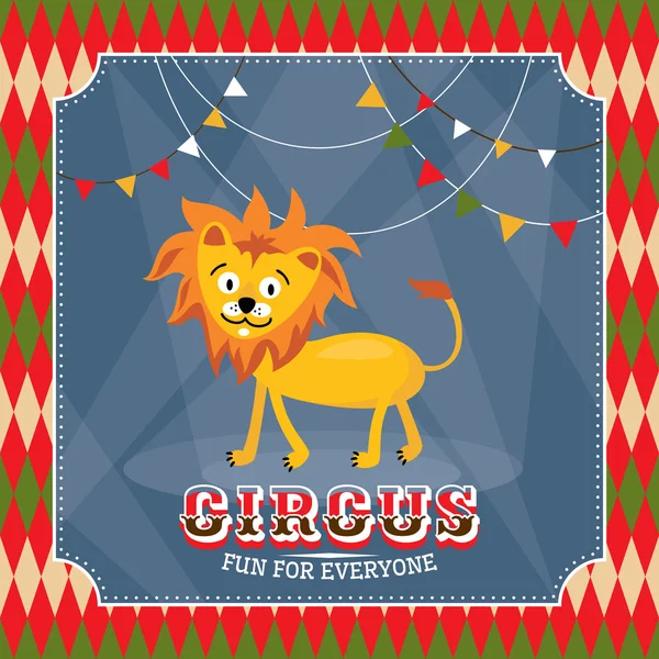 Carte de cirque vintage avec lion drôle mignon Illustration De Stock