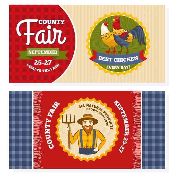 County fair vintage uitnodigingskaarten — Stockvector