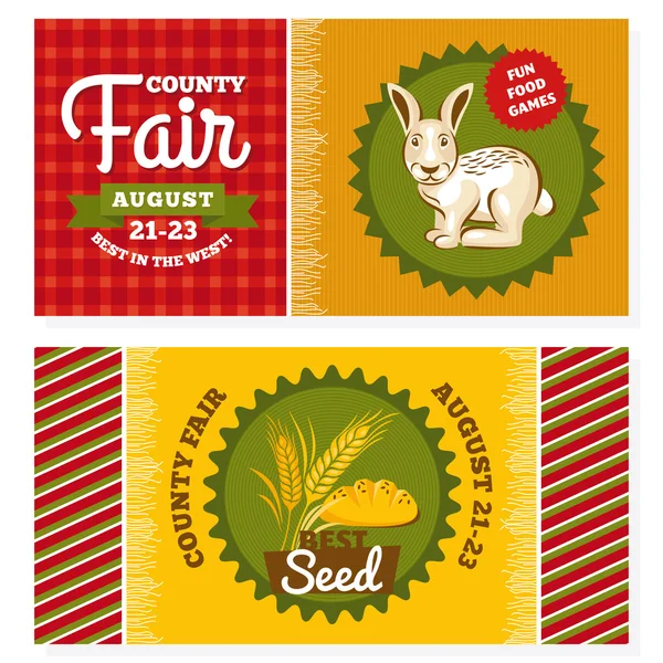 County fair vintage invitation cards — Stock Vector