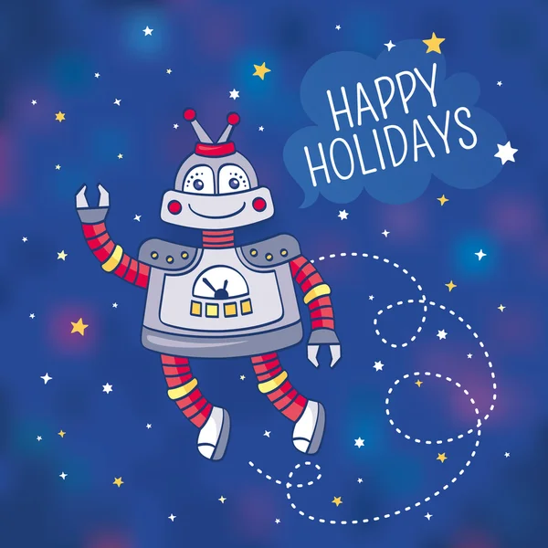 Greeting card with a robot — Stock Vector