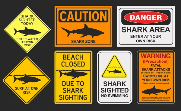 Shark warning signs — Stock Vector