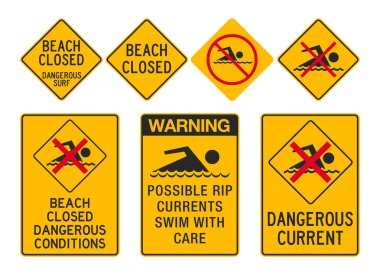 Beach Closed signs clipart
