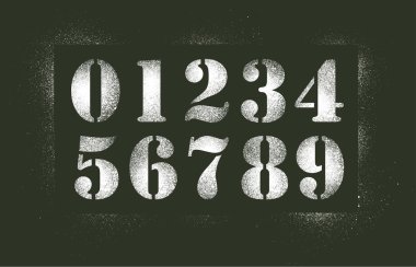 Numbers stencil spray clipart