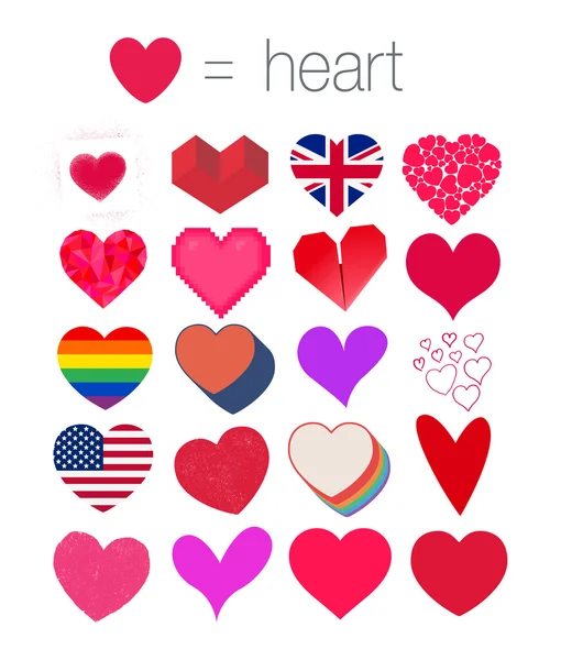 Hearts in different shapes — Stock Vector