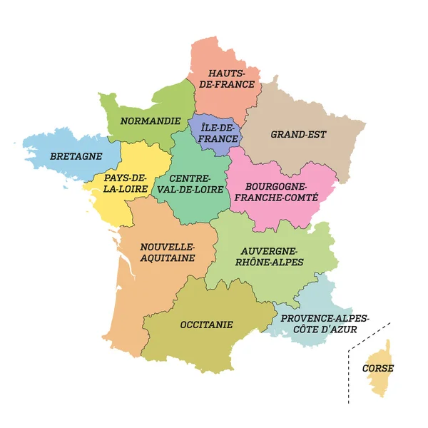 Mapa metropolitano de Francia con nuevas regiones — Archivo Imágenes Vectoriales