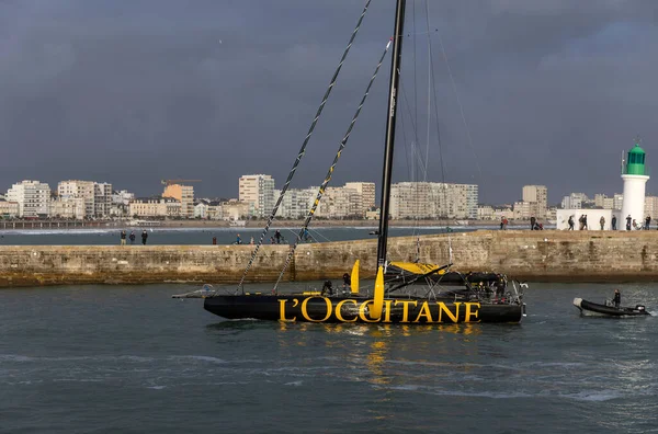 Les Sables Olonne Francia Ottobre 2020 Armel Tripon Boat Occitane — Foto Stock