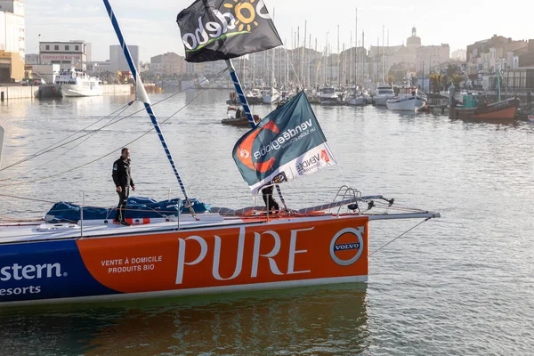 Les Sables Olonne France November 2020 Romain Attanasio Boat Pure — Fotografia de Stock