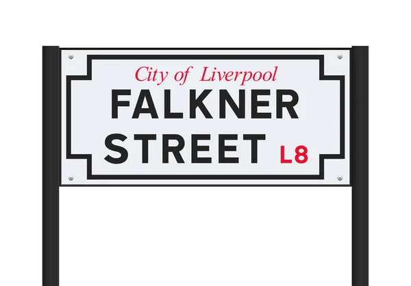 Vector Illustration Falkner Street Road Sign Black Metallic Post — Stock Vector