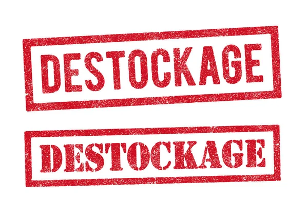 Vektor Illustration Ordet Destockage Utförsäljning Franska Rött Bläck Stämpel Två — Stock vektor