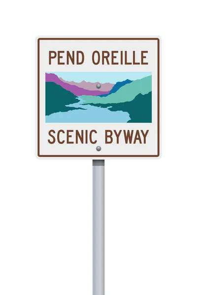 Vector Illustration Pend Oreille Scenic Byway Road Sign — 스톡 벡터