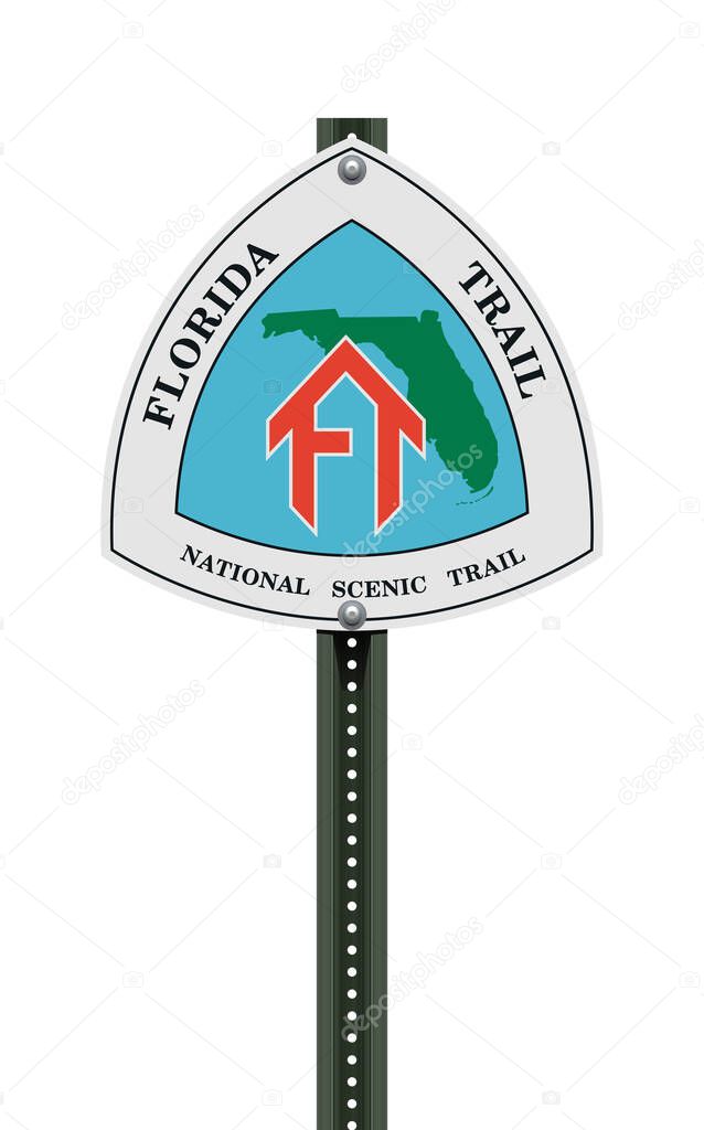 Vector illustration of the Florida Trail road sign on metallic post