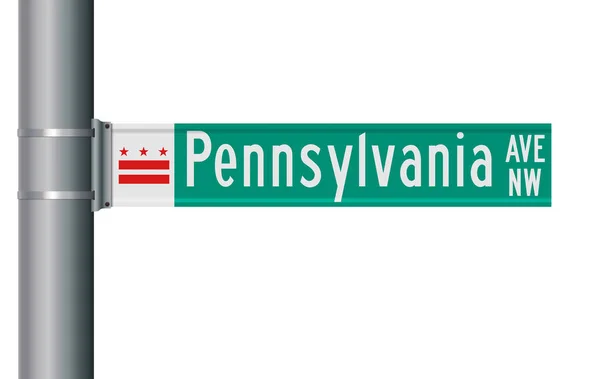 Vector Illustration Washington Pennsylvania Avenue Green Road Sign — Stock Vector