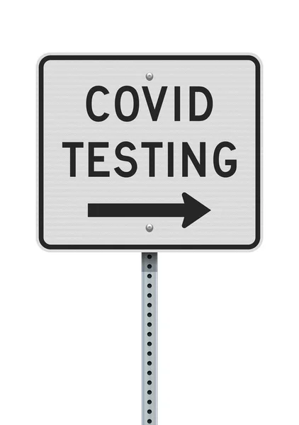 Concept Covid Testing White Road Sign Arrow Right Metallic Post — Stock Vector