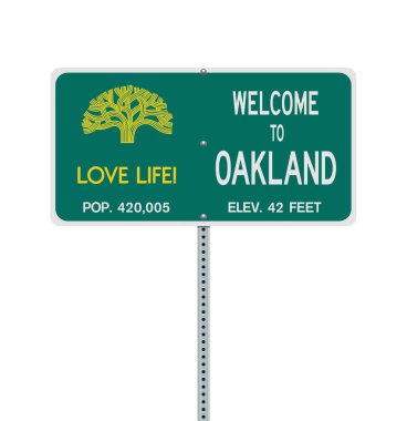 Oakland 'a Hoşgeldiniz tabelasının metalik direkteki vektör çizimi