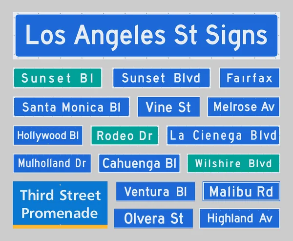 Signes de rue de Los Angeles — Image vectorielle