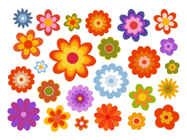 Vector illustration of flowers with dots in a vintage graphic style
