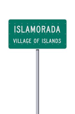 Metalik kutupta yeşil yol işaretine giren İslamorada 'nın (Florida) vektör çizimi