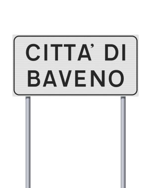 Metalik kutuplarda Baveno şehrinin giriş tabelalarının vektör çizimi