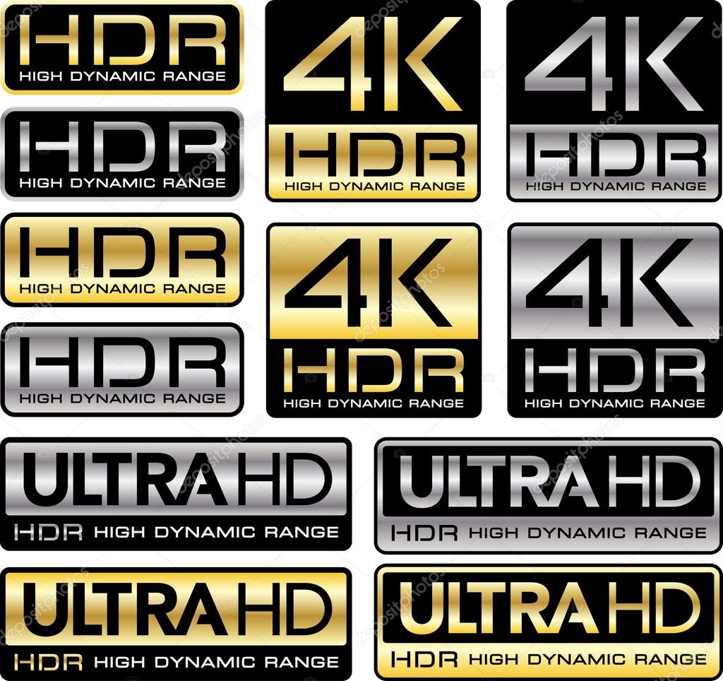 4K and Ultra HD logos with HDR mention