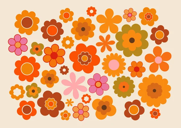 Vintage bloemen uit de jaren zeventig — Stockvector