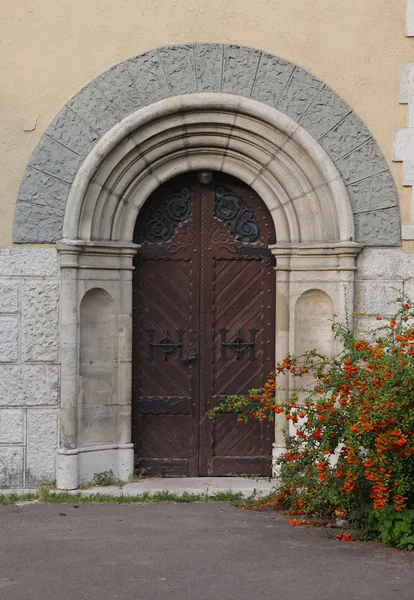 Old Brown Wooden Gate Castle — 스톡 사진