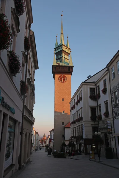 Rode Zonsondergang Een Oude Europese Stad — Stockfoto