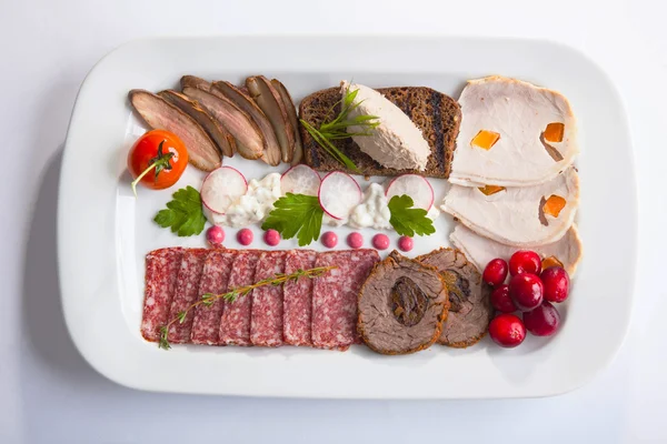 Dish with meat appetizers — Stock Photo, Image