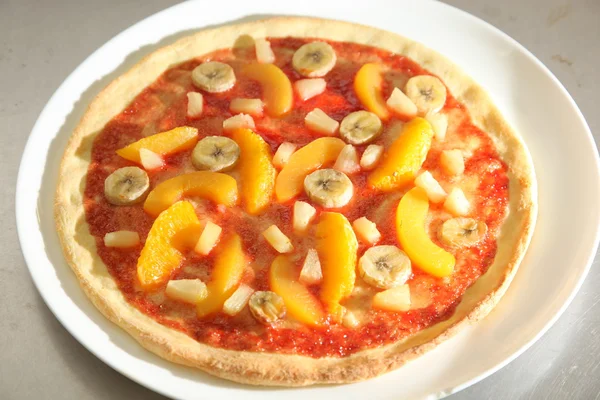 sweet pizza with banana and orange